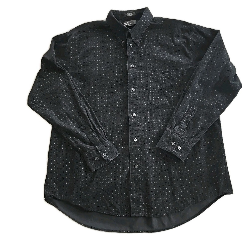 Marc Edwards Mens XL Black Cotton Corduroy Long Sleeve Button Down Shirt‎
